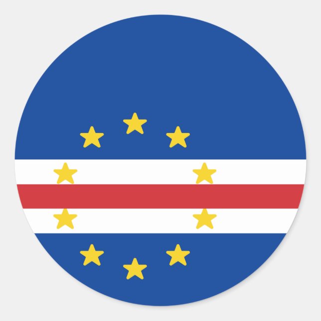 Adesivo Redondo Bandeira de Cabo Verde (Frente)