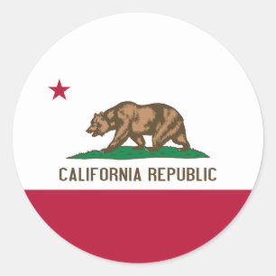 Adesivo Redondo Bandeira de Califórnia