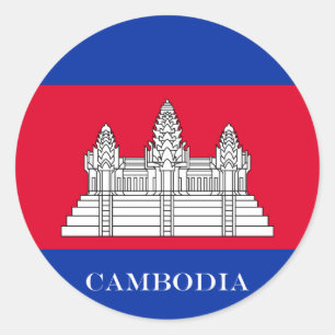 Adesivo Redondo Bandeira de Cambodia