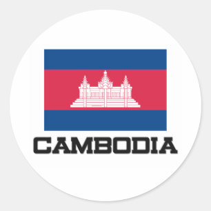 Adesivo Redondo Bandeira de Cambodia