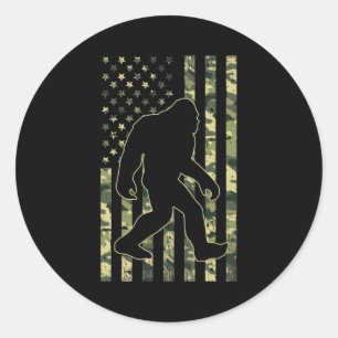 Adesivo Redondo Bandeira de Camuflagem EUA Sasquatch Bigfoot