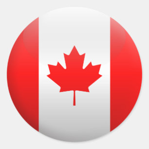 Adesivo Redondo Bandeira de Canadá