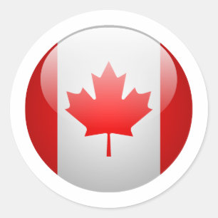 Adesivo Redondo Bandeira de Canadá