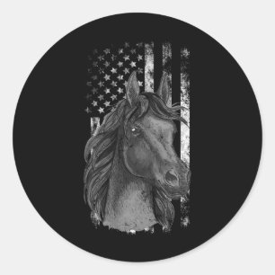 Adesivo Redondo Bandeira de Cavalo Patriótico Bandeira de Cavalo H