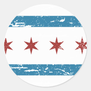 Adesivo Redondo Bandeira de CHICAGO do vintage