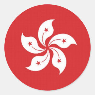 Adesivo Redondo Bandeira de China Hong Kong