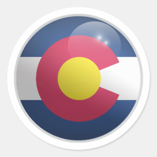 Adesivo Redondo Bandeira de Círculo Brilhante do Colorado