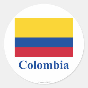 Adesivo Redondo Bandeira de Colômbia com nome