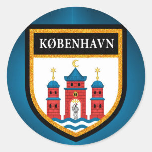 Adesivo Redondo Bandeira de Copenhaga