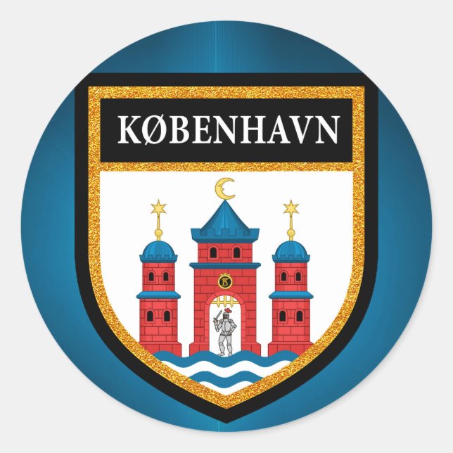 Adesivo Redondo Bandeira de Copenhaga (Frente)