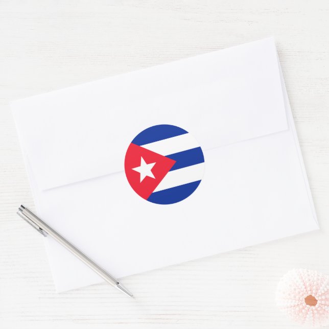 Adesivo Redondo Bandeira de Cuba (Envelope)