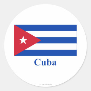 Adesivo Redondo Bandeira de Cuba com Nome