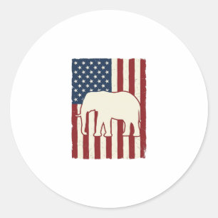 Adesivo Redondo Bandeira de Elefante Patriótico Design Vetorial Vi