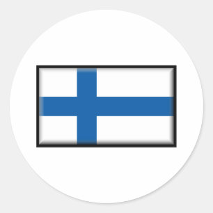 Adesivo Redondo Bandeira de Finlandia