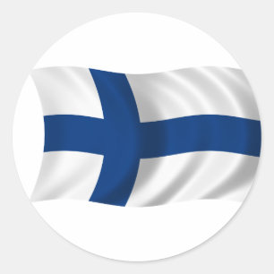 Adesivo Redondo Bandeira de Finlandia