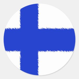 Adesivo Redondo Bandeira de Finlandia