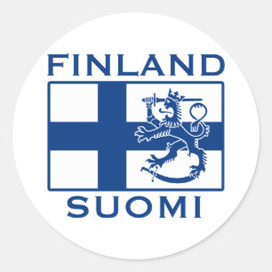 Adesivo Redondo Bandeira de Finlandia
