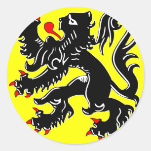 Adesivo Redondo Bandeira de Flanders, Bélgica
