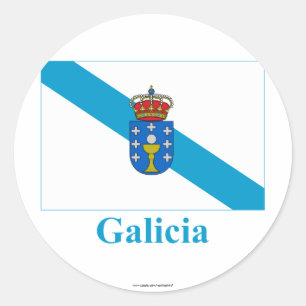 Adesivo Redondo Bandeira de Galiza com nome