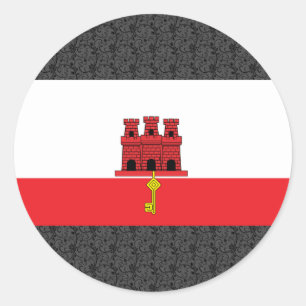 Adesivo Redondo Bandeira de Gibraltar