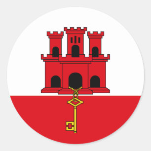 Adesivo Redondo Bandeira de Gibraltar. Grâ Bretanha, ultramarino