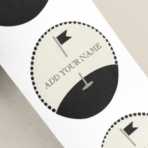Adesivo Redondo Bandeira de Golfe com Texto Personalizado