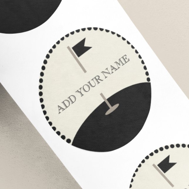 Adesivo Redondo Bandeira de golfe com texto personalizado (Criador carregado)