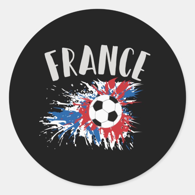 Adesivo Redondo Bandeira de Grunge da Bola de Futebol da França (Frente)