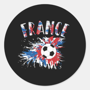 Adesivo Redondo Bandeira de Grunge da Bola de Futebol da França