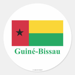 Adesivo Redondo Bandeira de Guiné-Bissau com nome no português