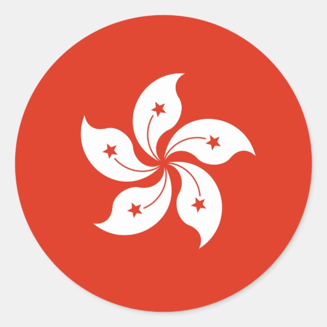 Adesivo Redondo Bandeira de Hong Kong (Frente)