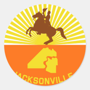 Adesivo Redondo Bandeira de Jacksonville, Florida, os Estados