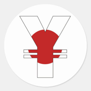 Adesivo Redondo bandeira de japão do sinal do dinheiro do símbol