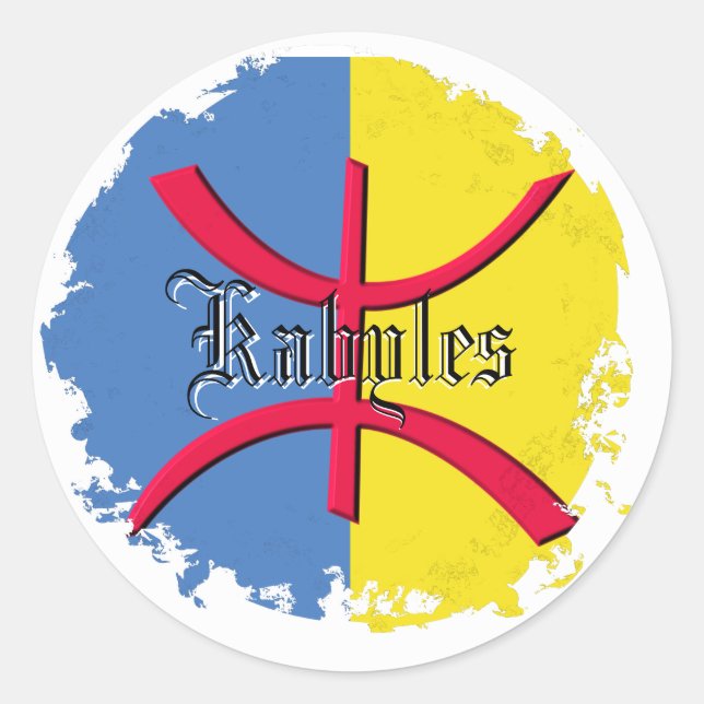 Adesivo Redondo Bandeira de Kabylia afligida em volta das (Frente)