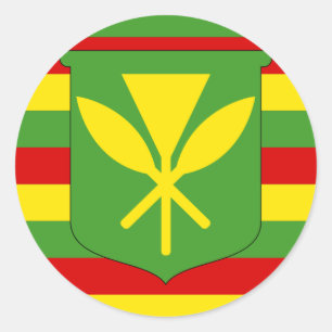 Adesivo Redondo Bandeira de Kanaka Maoli - bandeira havaiana da