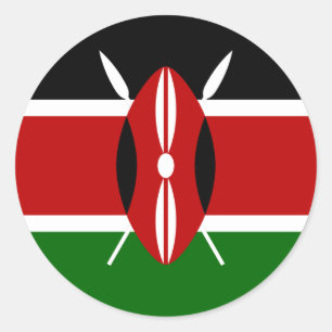 Adesivo Redondo Bandeira de Kenya África