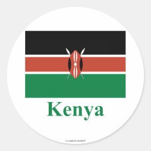 Adesivo Redondo Bandeira de Kenya com nome