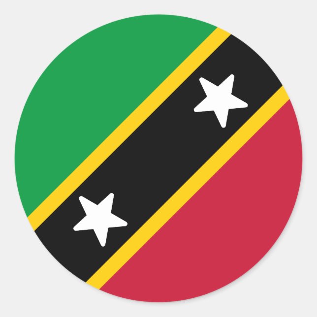 Adesivo Redondo Bandeira de Kitts e Nevis Santos (Frente)