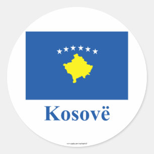 Adesivo Redondo Bandeira de Kosovo com nome no albanês
