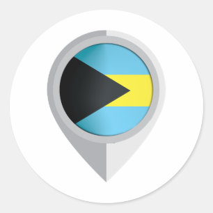 Adesivo Redondo Bandeira de Localização do Pino das Bahamas