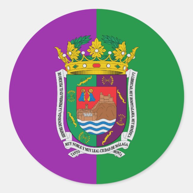 Adesivo Redondo Bandeira de Málaga (Frente)