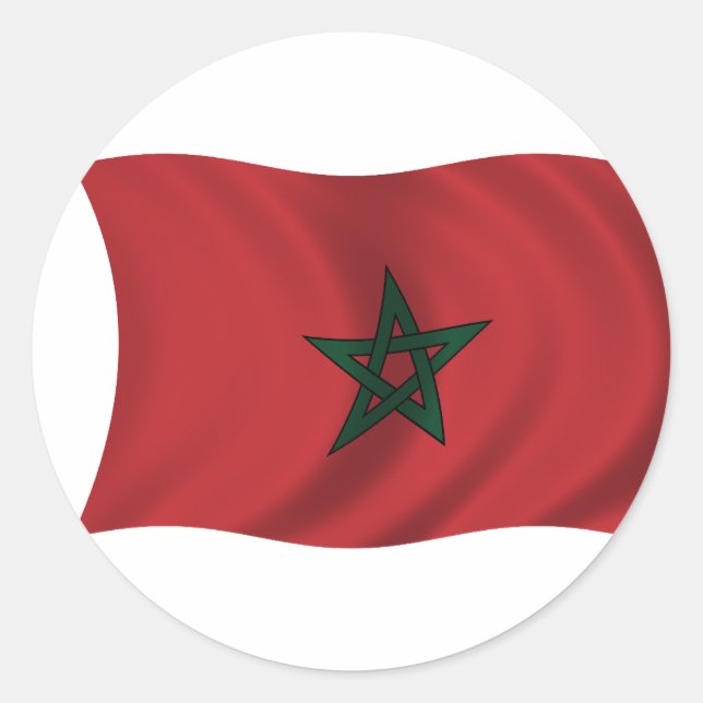 Adesivo Redondo Bandeira de Marrocos (Frente)