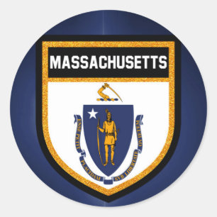 Adesivo Redondo Bandeira de Massachusetts