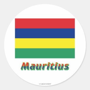 Adesivo Redondo Bandeira de Maurícia com nome