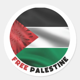 Adesivo Redondo Bandeira de melancia da palestina fofa, liberdade