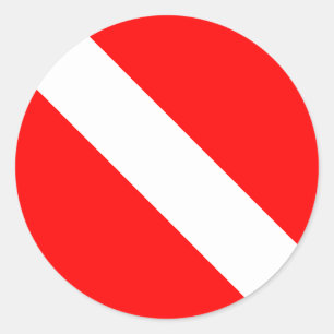Adesivo Redondo Bandeira de Mergulho Mergulhador Mergulhador Abaix