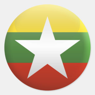Adesivo Redondo Bandeira de Mianmar