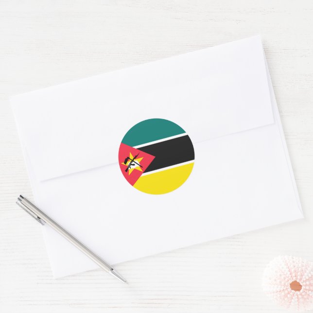 Adesivo Redondo Bandeira de Moçambique (Envelope)