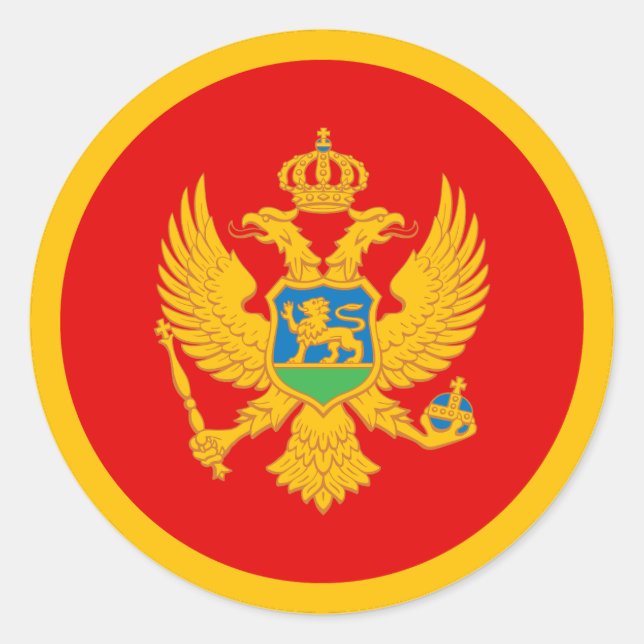 Adesivo Redondo Bandeira de Montenegro (Frente)