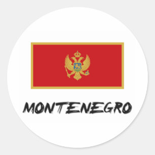 Adesivo Redondo Bandeira de Montenegro